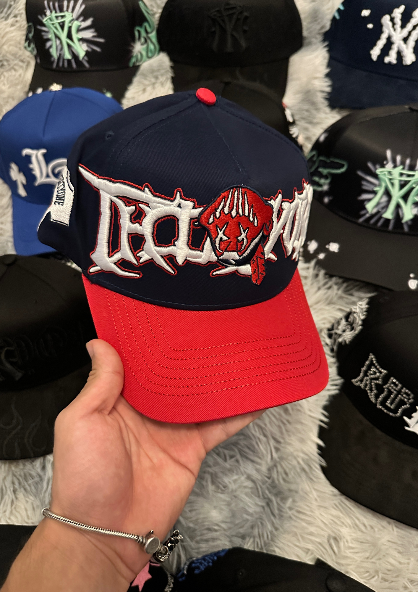BLUE AND READ HATS